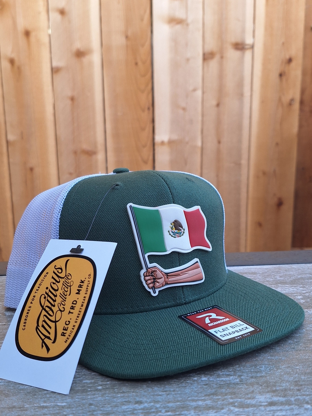 Mexico Green & White Trucker Cap with Mexican Flag Patch